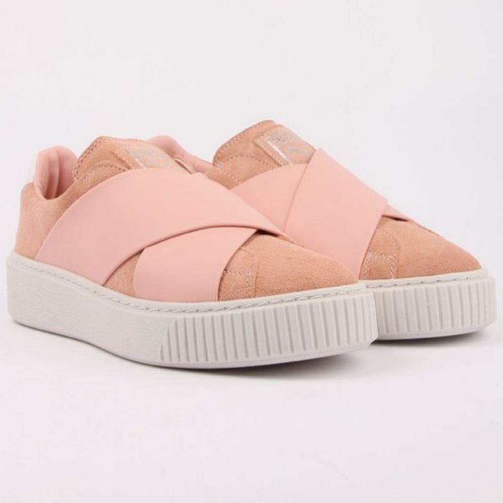 Puma Platform X suede peach beige-puma white chunky sneakers women's 6 NIB